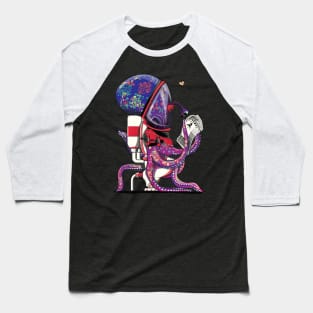 Space Octopus on the Toilet Baseball T-Shirt